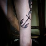 Black and grey anchor and mermaid
