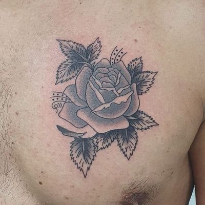 Black and grey traditional rose from my flashbook