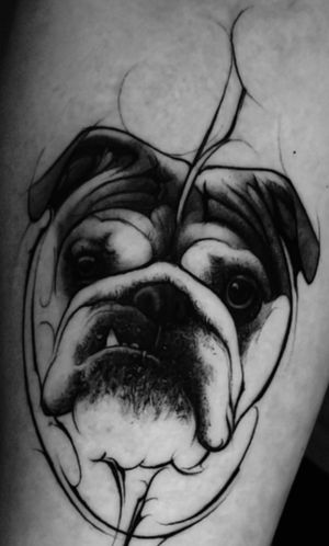 Portrait of my late English Bulldog, done by Bruno at Custom Ink Lørenskog, Norway