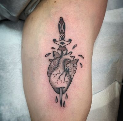 Black and grey heart and dagger from my flashbook