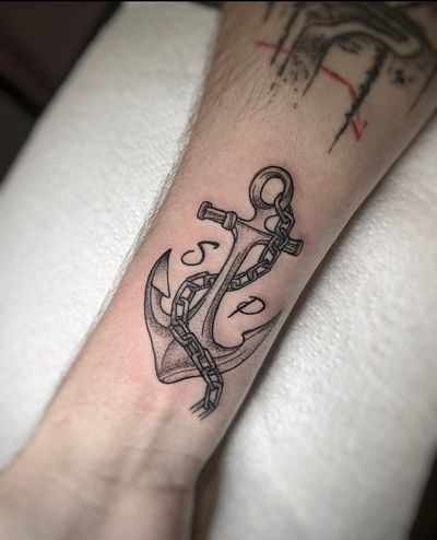 anchor with bow tattoo