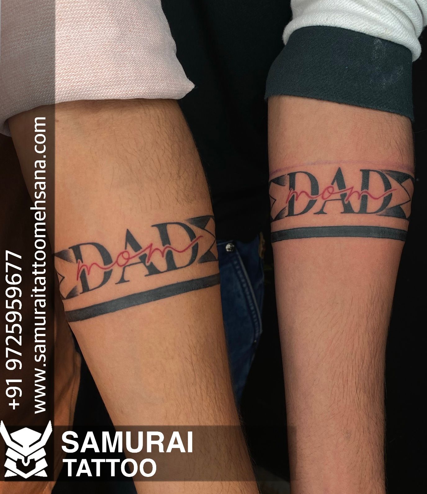 Tattoos With The Inscription Of Mom And Dad Two Hearts With A Flower And A  Bird Vector Flat Tattoo Congratulation For Parents With An Anniversary A  Tattoo For Loving Parents Tattoos In