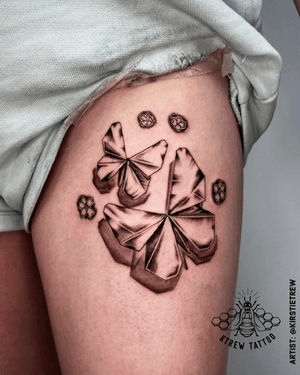 Origami Blackwork Butterfly by Kirstie at KTREW Tattoo - Birmingham UK#butterflytattoo #tattoo #birminghamuk #origami