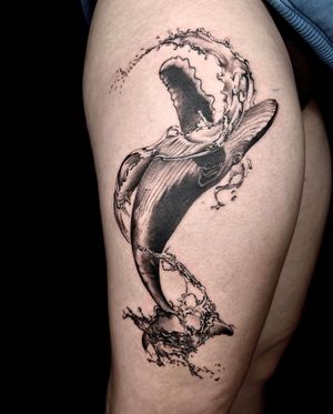 • The whale • custom detailed thigh piece by our resident @cat_vaska116 
Books/info in our Bio: @southgatetattoo 
•
•
•
#whaletattoo #whale #thewhale #thightattoos #southgatetattoo #southgatepiercing #londontattoo #northlondontattoo #sgtattoo #londontattoostudio