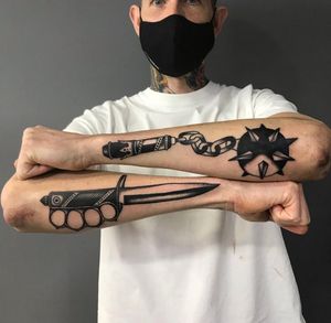 medieval weapons tattoos