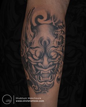 Oni Mask Tattoo done by Shubham Wakchoure at Circle Tattoo India