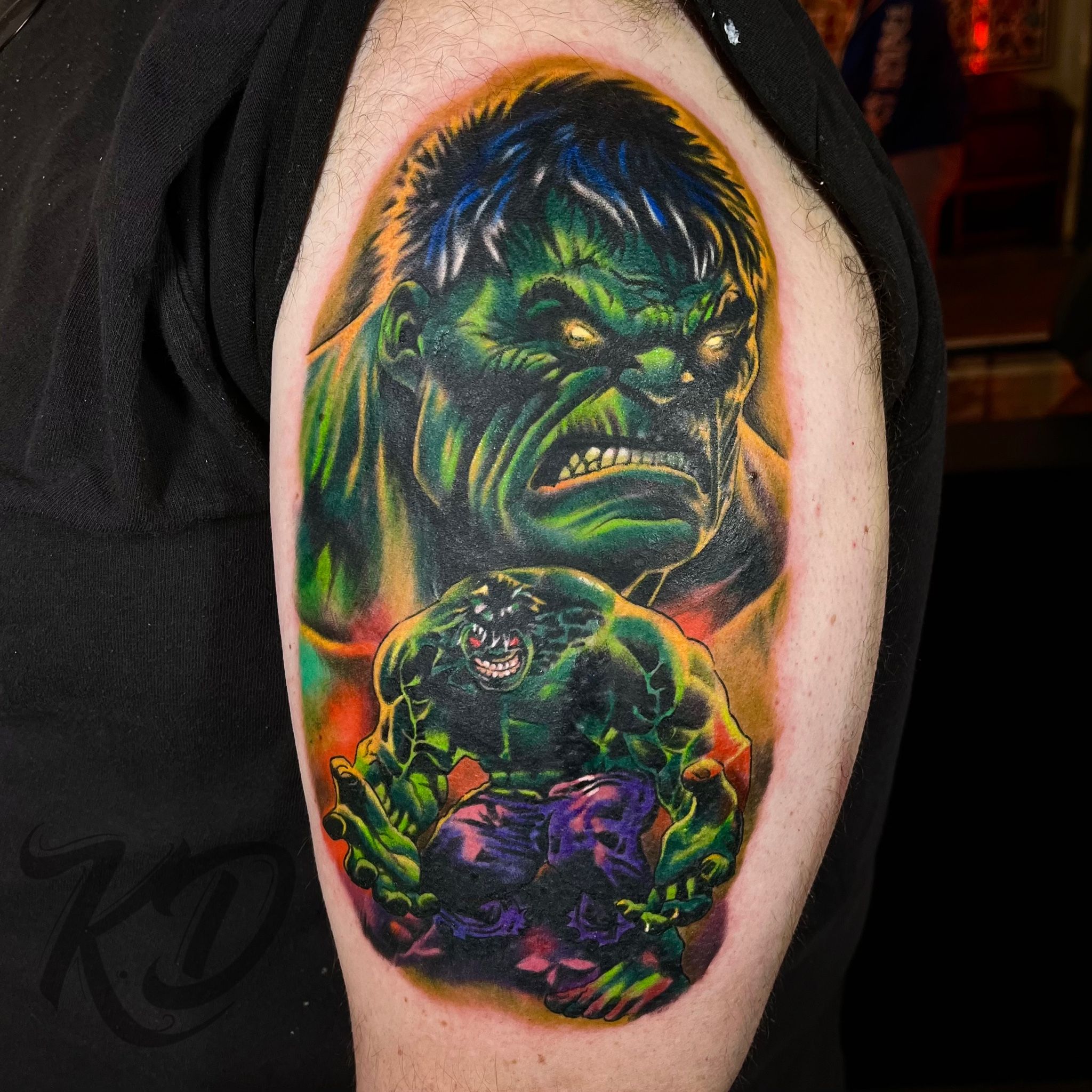 Hulk drawn by me as part of a tattoo design for a friend  rfanart