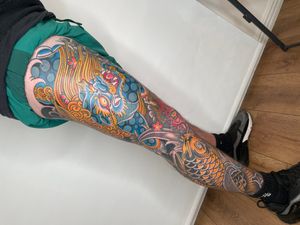 Leg sleeve completed for @gazbyrneie86 Thanks a million ! There will be more pics when it’s all healed and settled Dm me to book @lifestooshort.studio @limerick_tattoo_convention #foodog #foodogtattoo #koitattoo #onitattoo #japanesetattoo #legsleeve #legsleevetattoo #sleevetattoo #irezumi #bestirezumi #dublintattoo #dublintattoos #dublintattooartist #dublintattoostudio 