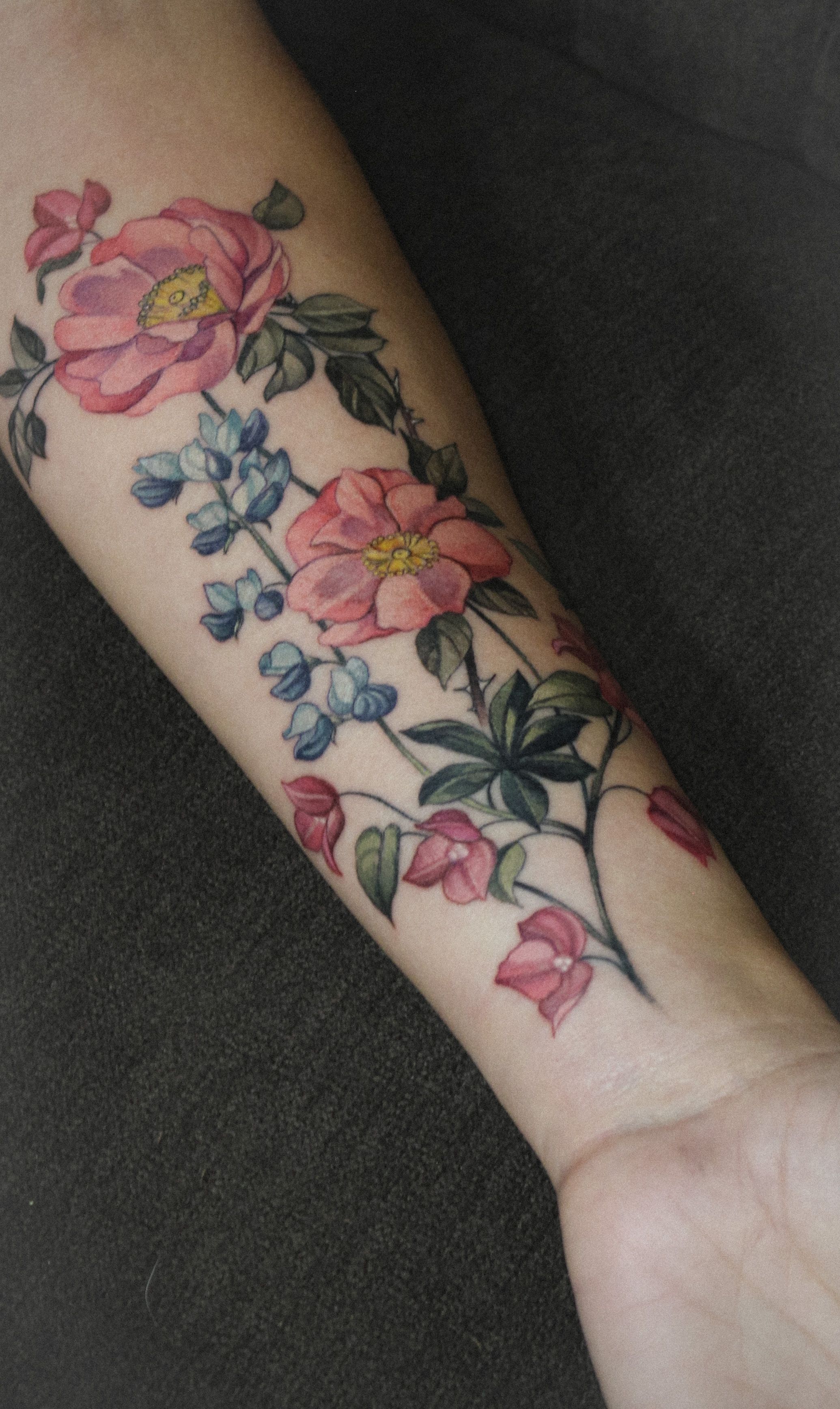 Pink lupine tattoo - Tattoogrid.net