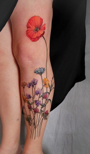 Poppy and wildflowers