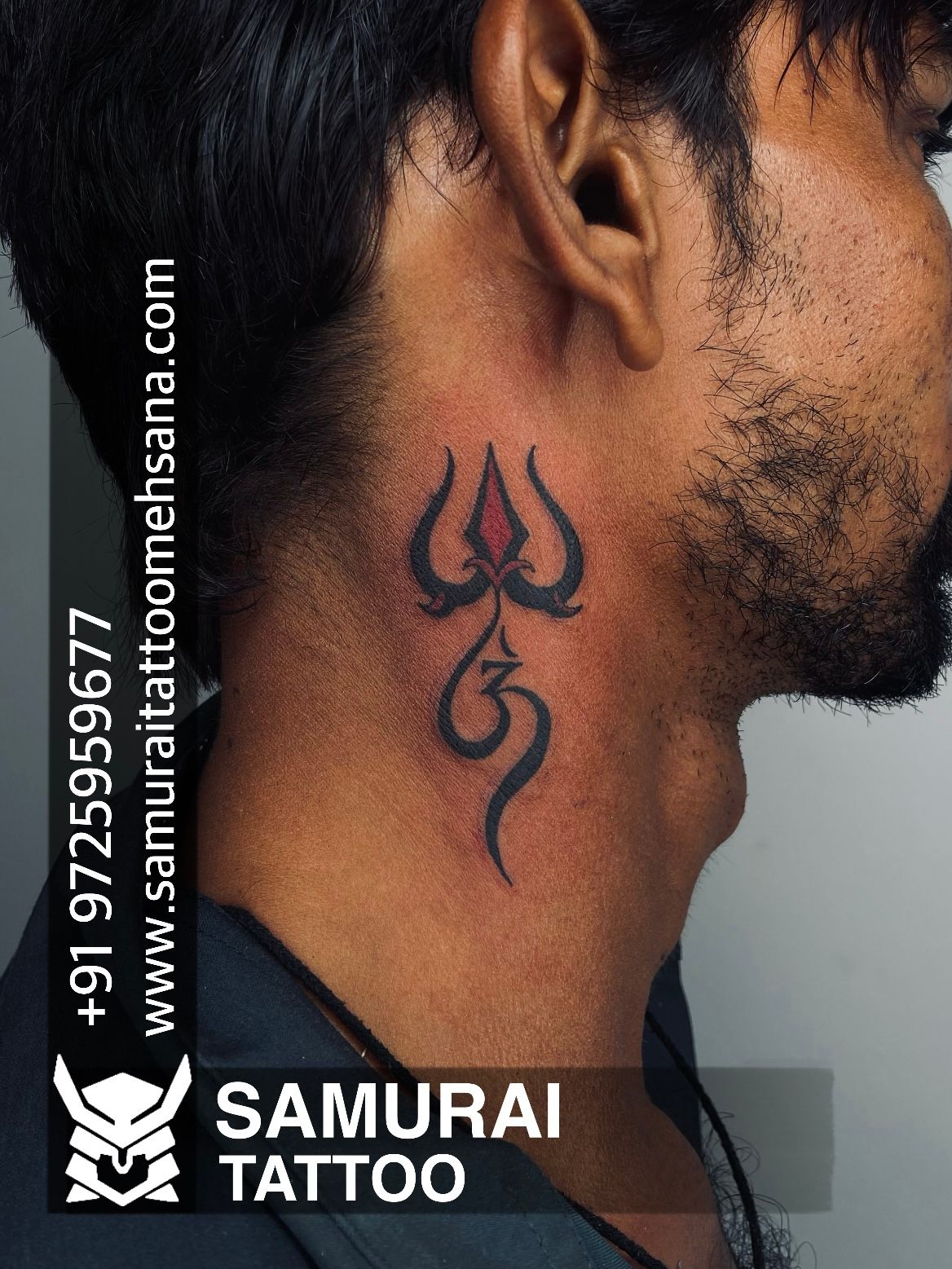 Trishul with om Tattoo | Neck tattoo, Om tattoo, Tattoos