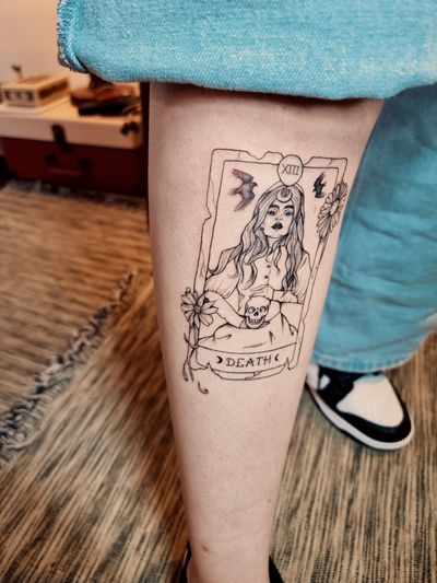 Illustrative tattoo of a tarot card ▪︎ authorial custom art 