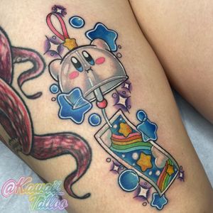 Kawaii Kirby furin rainbow tattoo by Alexis Haskett