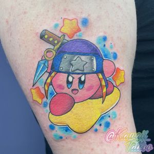 Kawaii Kirby ninja tattoo by Alexis Haskett