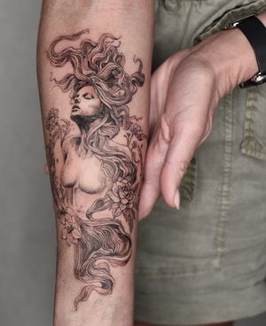 KaHo inkshop: Goddess/ illustration/ mermaid/fineline tattoo