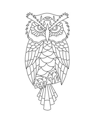 Traditional owl tattoo flash 