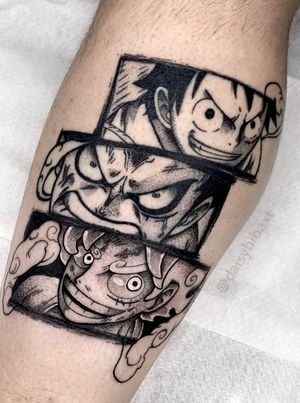 mugiwara no luffy ! Monkey D. Luffy ~ One Piece Tattoo Prime due vignette guarite da tempo.