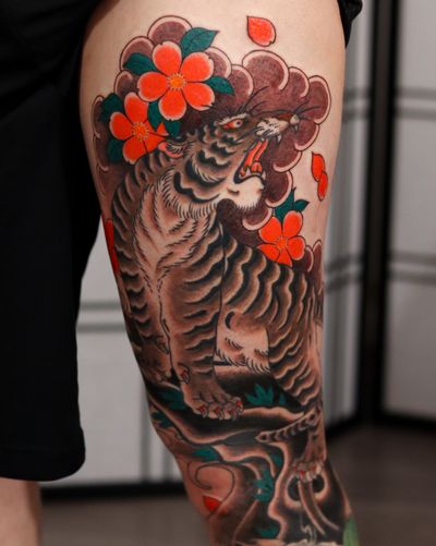 Tiger with cherry blossoms 