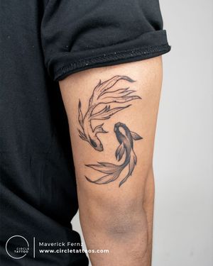 Koi Fish Tattoo done by Maverick Fernz at Circle Tattoo India