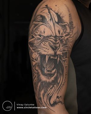 Lion Tattoo done by Vinay Salunke at Circle Tattoo India