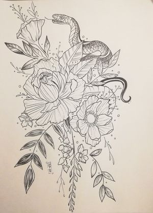 Flowers and snake