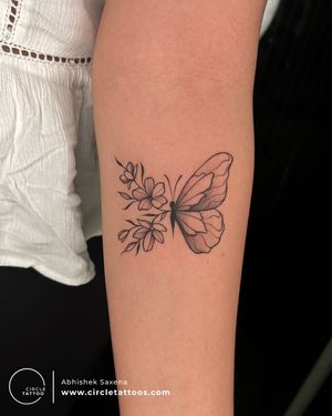 Floral Butterfly Tattoo done by Abhishek Saxena at Circle Tattoo Delhi