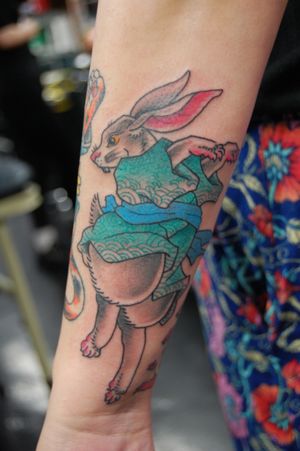 Get a stunning Japanese style rat tattoo on your forearm by the talented artist Bananajims. Unique and eye-catching!