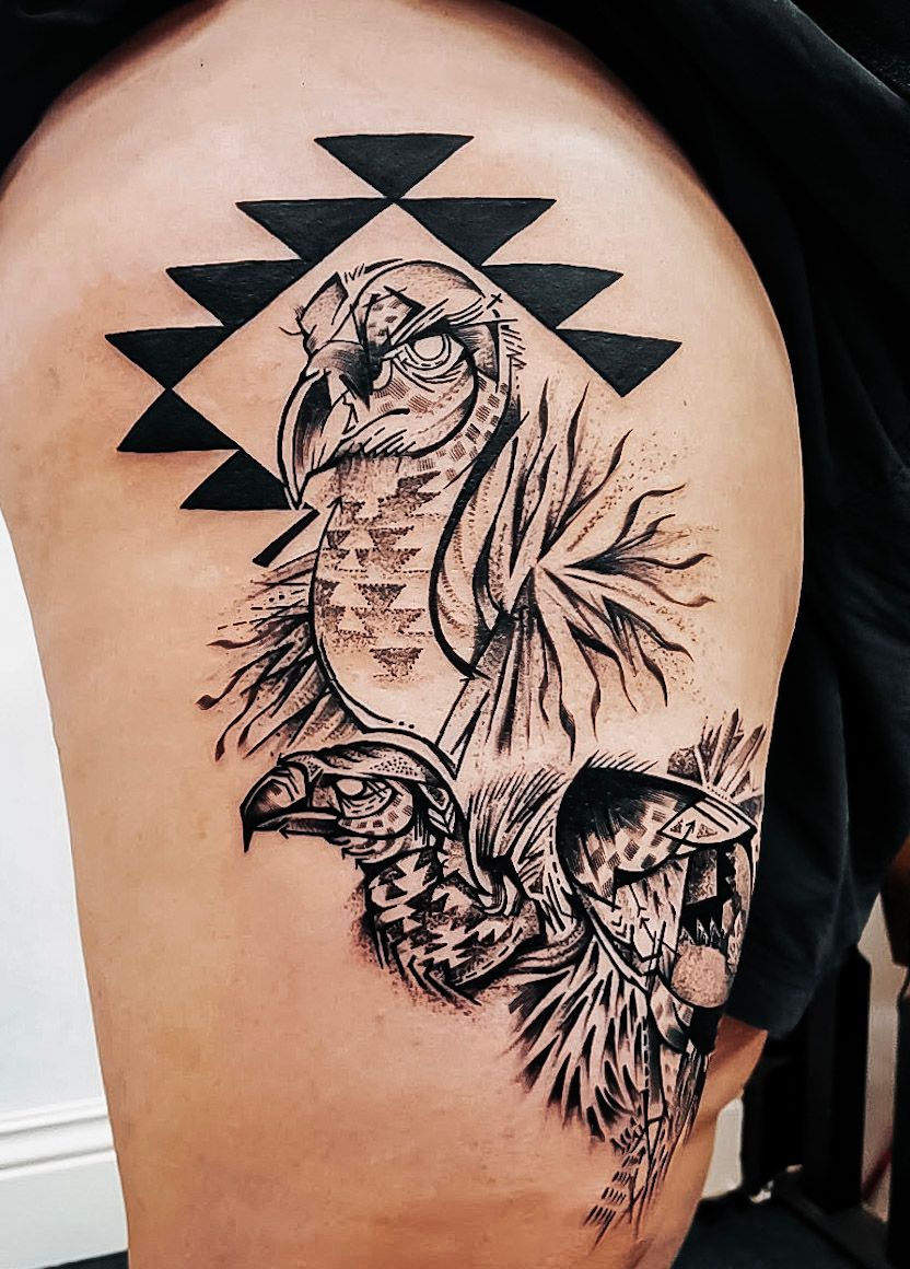 Traditional Vulture Tattoo Design