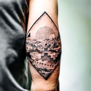 Geometric Mountain Range Tattoo