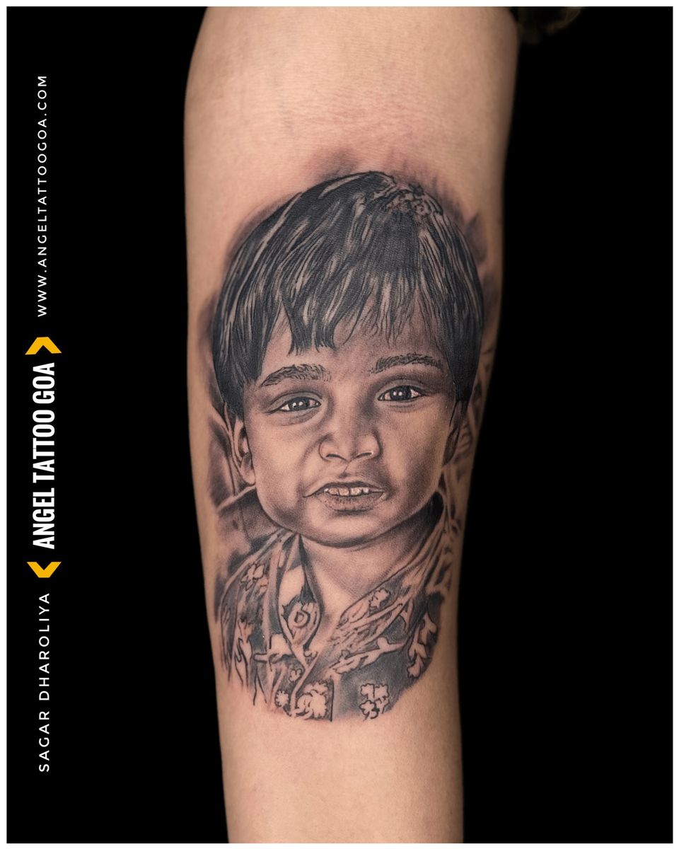 Tattoo uploaded by Angel Tattoo Studio Goa • Baby Portrait Tattoo By ...