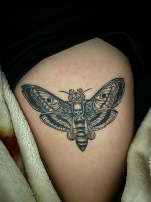 Goth moth by Arthur at M street tattoo in Dallas 