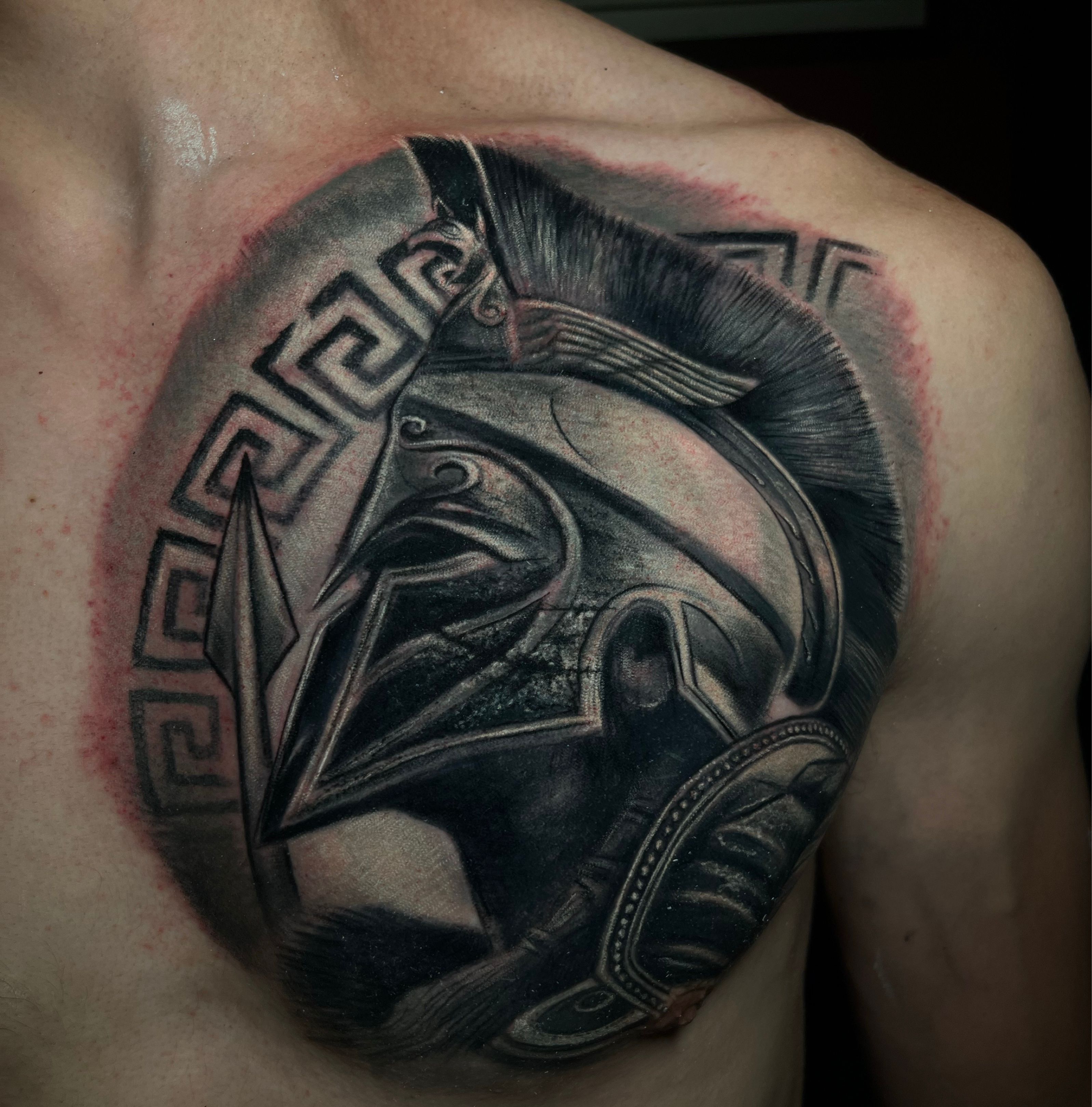 Tattoo cover up  Shoulder cover up tattoos, Spartan tattoo, Cover