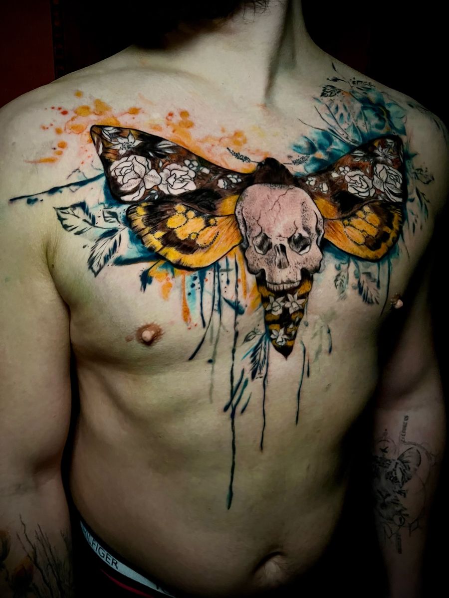 Tattoo uploaded by Gypsy Ink Tattoo Studio • Death Moth Chest • Tattoodo