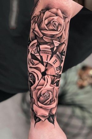 Broken watch with Roses by H.Sayar