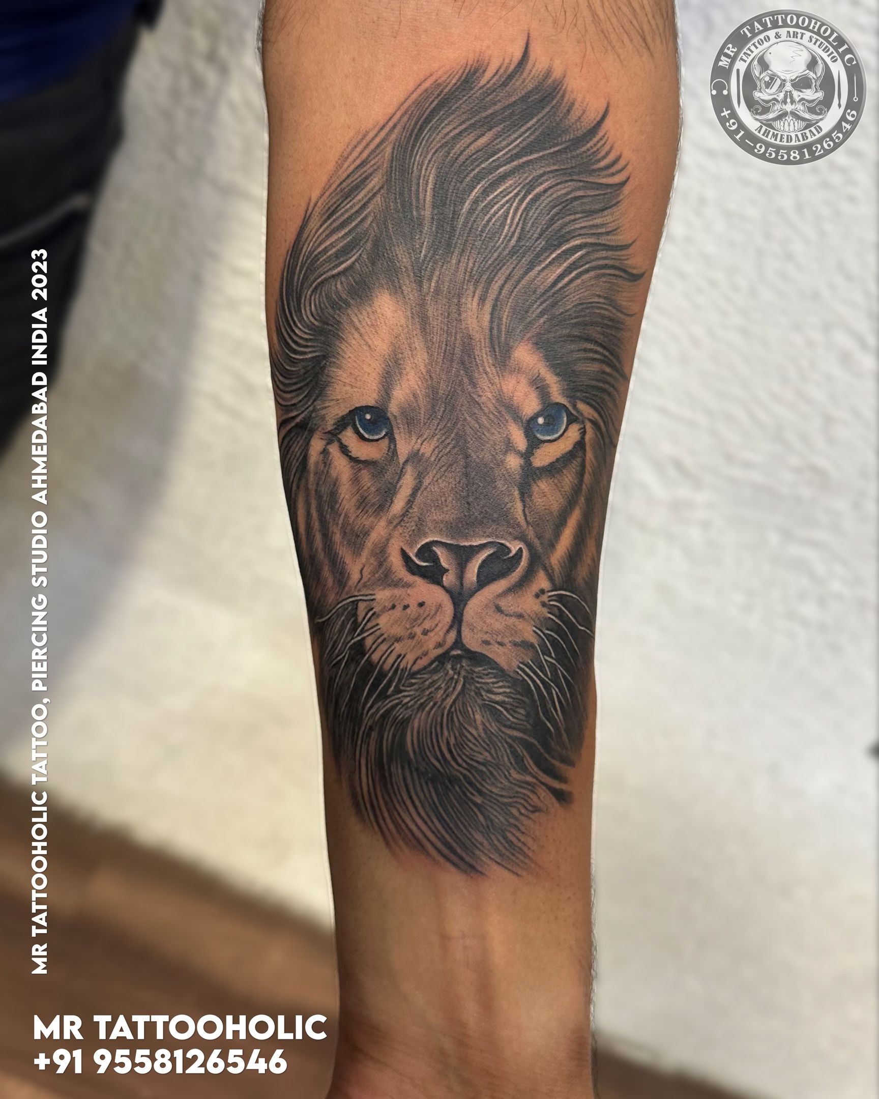 Angry Lion Face Temporary Body Tattoos