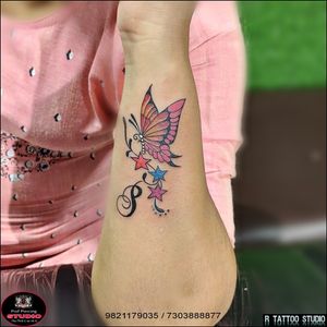 #tattoo #girltattoo #tattoodesign #Butterfly #tattoo #startattoo #calligraphy # #butterflys #Ptattoo #butterfly #colourful #tattoo #butterflytattoo #star #colourfultattoo done by rtattoostudio