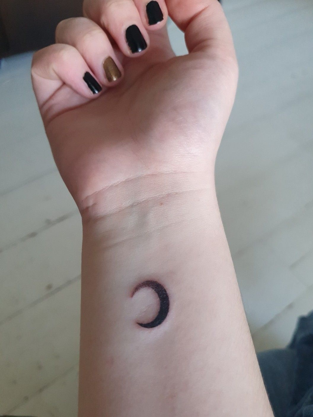 Tiny crescent moon tattoo - Tattoogrid.net
