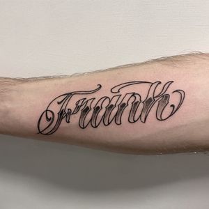 Get a motivational quote beautifully tattooed on your forearm by the talented artist Victor Martin.