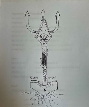 Hi there!This tattoo means a lot so I am looking at getting this tattoo. Hoping to discuss this design and perfect it for the final product!Trident to be Gold/YellowArrowhead to be green with black end Hammer to be Silver. 