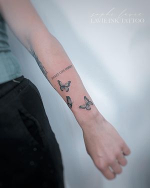 Lettering Butterfly tattoo