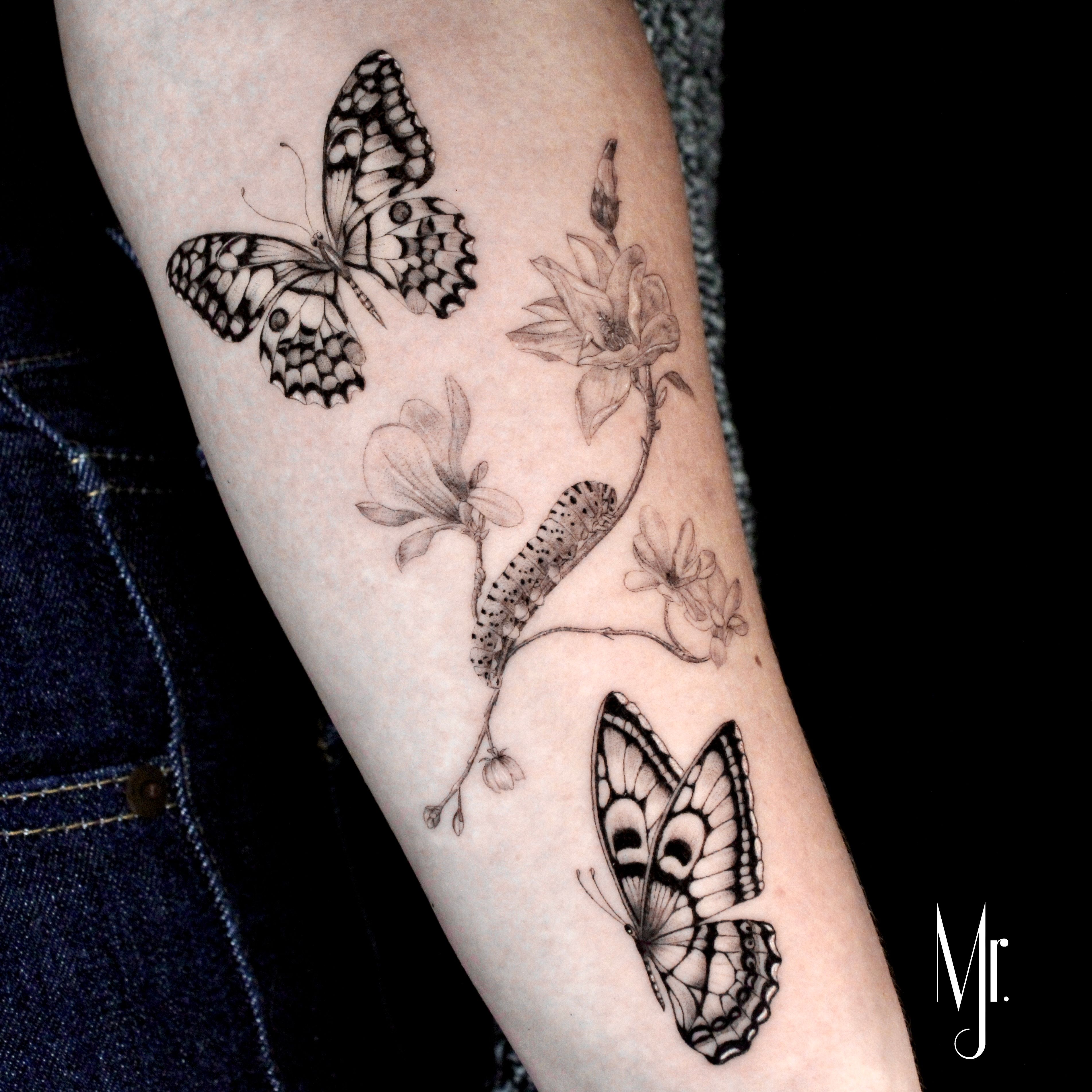 Caterpillar To Butterfly Tattoo