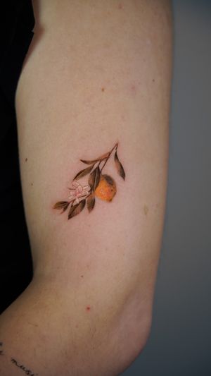Experience the vibrant zest of life with Viola's meticulous micro-realism depiction of a lemon branch. A true work of art on your skin.