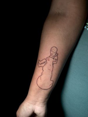 Outline of dog and daughter.#outline #outlinetattoo #minimaltattoo #minimaltattoos #3rl #dogtattoo #childtattoo #meaningfultattoo #familytattoo #finelinetattoo #finelinetattoos