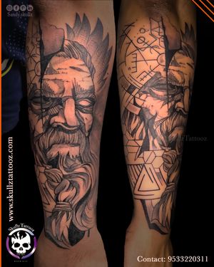 Did this Custom Vikings tattoo and added geometric style to complete the sleeve. 