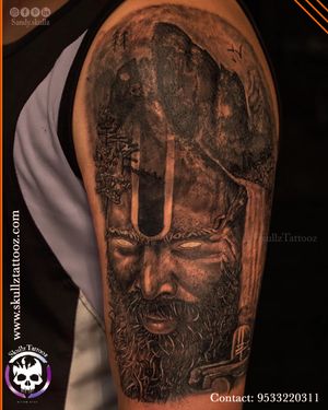 Super realistic Aghori lord shiva tattoo done at skullz tattooz hyderabad