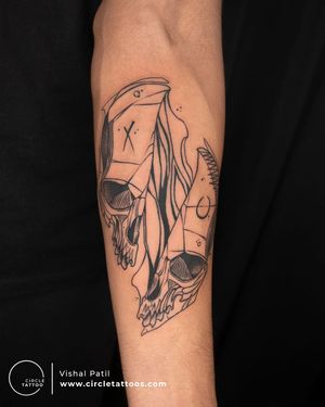 Custom Skull Tattoo done by Vishal Patil at Circle Tattoo Dadar  