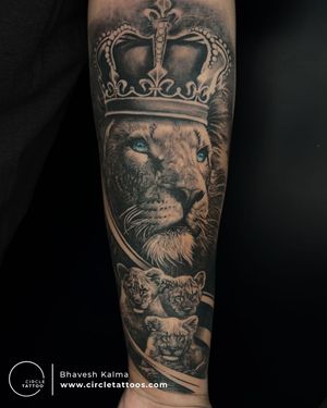 Custom Lion Tattoo done by Bhavesh Kalma at Circle Tatto Pune 