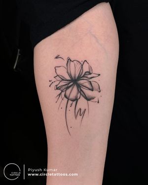 Flower Tattoo done by Piyush Kumar at Circle Tattoo Delhi 