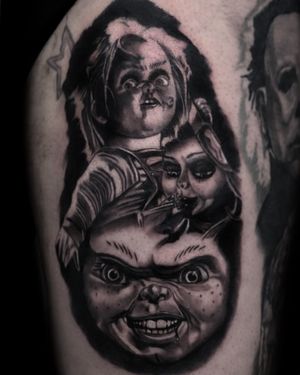 Chucky Horror Portrait- black and grey