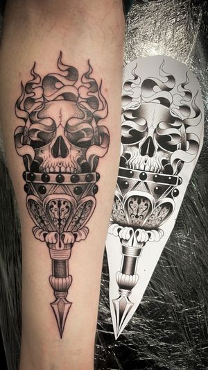 Explore the intricate beauty of dotwork with this skull illustration by talented artist Kat Jennings. Perfect for those seeking a unique and detailed tattoo.